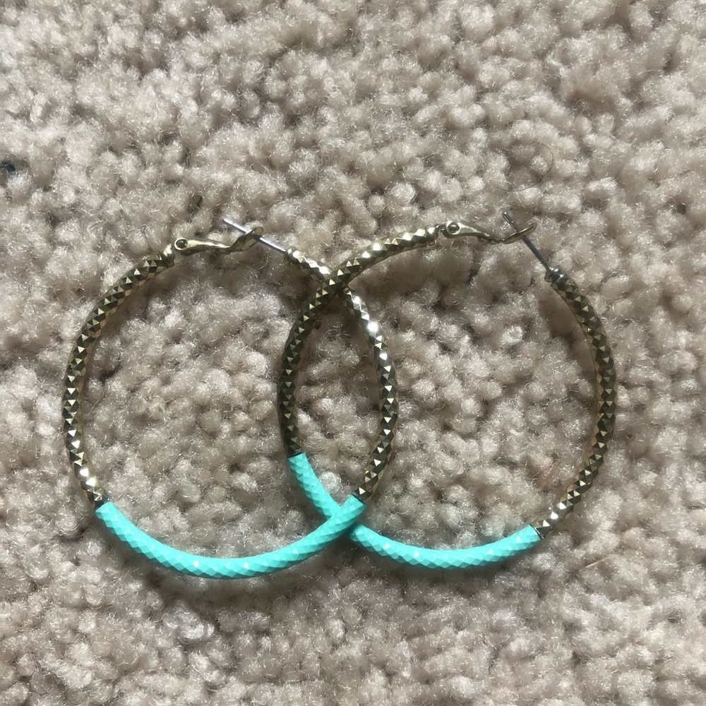Gold and turquoise hoops